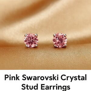 Swarovski Crystal Element - Gold Overlay Pink Stone "Tiny" Stud Earrings